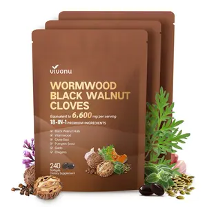 Wormwood Black Walnut Cloves Capsules - 240 Capsules for 80-Day Metabolism Boost & Energy Enhancement with Black Walnut Garlic Wormwood and More Dietary Supplement