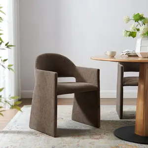Talia Upholstered Fabric Dining Armchair in Mocha