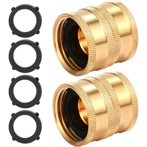 2 Pack 3/4" Heavy Duty Brass Garden Hose Adapter with Dual Swivel for Male Hose to Male Hose, female to female hose adapter