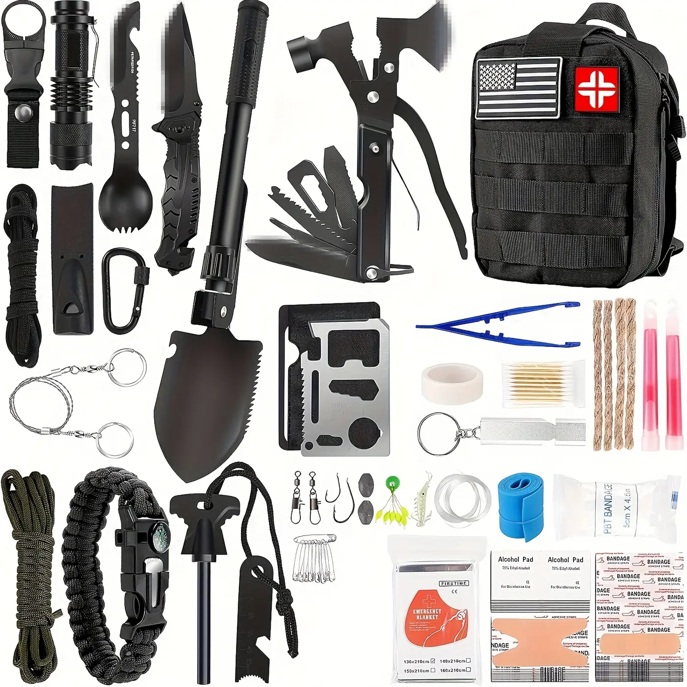 149-in-1 Military-Grade Kit with First Aid Supplies, Tactical MOLLE Accessories, Emergency Blanket, Survival Equipment - Mens Gifts, Father's Day Dad Gift, Storage Bag for Outdoor Adventure Home Prep