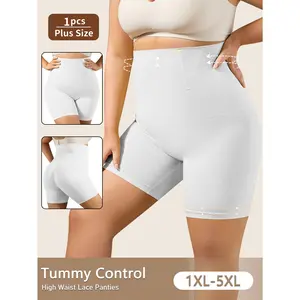 QUASTI Plus Size High Waist Shapewear Shorts for Women, Tummy Control Seamless Body Shaper, Soft Breathable Butt Lifting Compression Shorts, Full Coverage Comfortable $ Solid Color Underwear, 1XL-5XL Lightweight Fabric