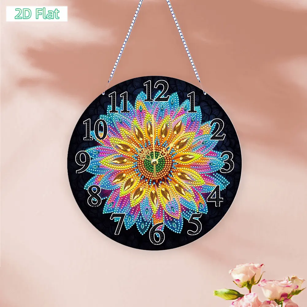 2D Flat DIY Irregular-Shaped Drilling Diamond Painting Clock Ornament Kit, Classic Minimalist Decorative Wooden Hangable Decoration for Adults, No Skills Needed Festive Gift