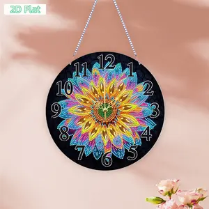 2D Flat DIY Irregular-Shaped Drilling Diamond Painting Clock Ornament Kit, Classic Hangable Decoration for Adults, No Skills Needed, Festive Occasion Gift,summervibes