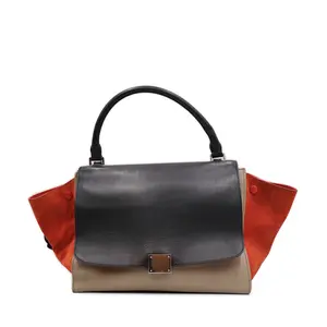 Pre-owned Celine leather Shoulder Bags Calfskin Suede Tri Color Trapeze Handbag (4900000116731)