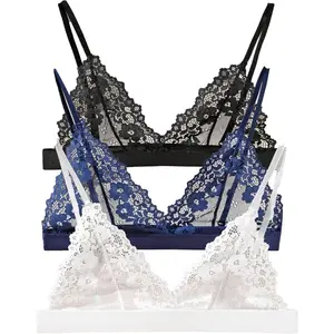 Womens Bra No Underwire Lace Unlined Demi Triangle Bralettes