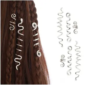 6 Pcs Hair Accessories Loc Hair Jewelry for Women Braids, Halloween Hair Decoration, Silver Dreadlock Accessories