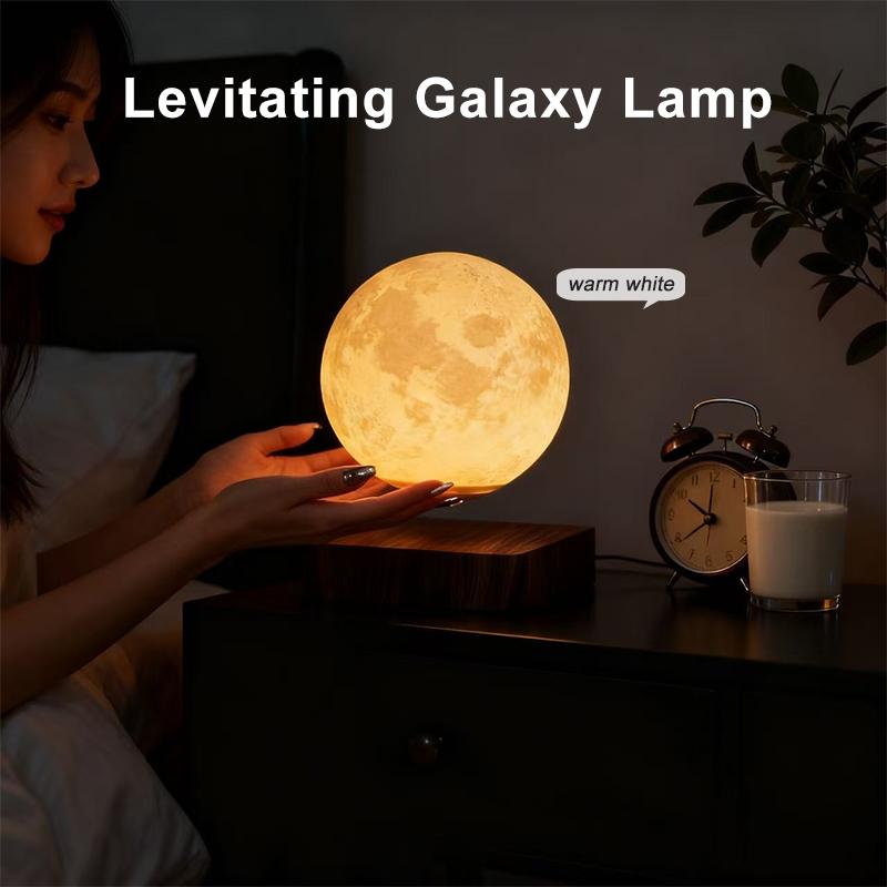 Levitating Moon Lamp -  Magnetic Floating Moon Lamp Spinning Luna Night Light with 3 Color Modes Printing Floating and Magnetic Levitation Spinning in Air Freely for Home Office Desk Decor, Bedroom Unique Lamps, Cool Tech Gadgets Gift for Women Kids