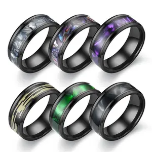Fashionable new black elegant multicolored purple dazzling shell ring