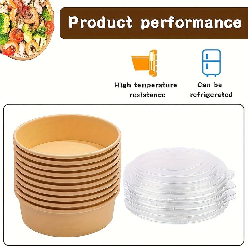 17oz/500ML Disposable Paper Bowls with Lids, Disposable Tableware, 25/50/100 Pieces Set, Party Supplies Bulk Supply, Suitable for Cold & Hot Food/soup