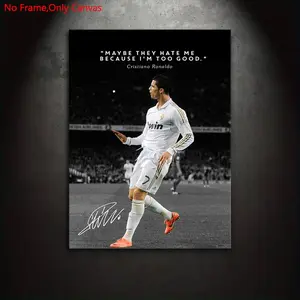 1 piece/set frameless canvas painting print poster,classic realistic Motivation art,Ronaldo quotes,perfect gift for football sports culture enthusiasts,ideal gift for bedroom,living room,kitchen,dormitory corridor,mural,wall decoration,room decoration