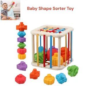 Baby Shape Sorter Toy Sensory Activity Cube Blocks for Toddlers 6-18 Months Montessori Learning Fine Motor Skills birthday gift mother