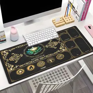 Large Extended Gaming Mouse Pad, MTG Black Gold Play Desk Mat, Non-Slip Rubber Base Keyboard Pad for Home Office Work, Magic Card Game Design Big Desk Pad, Perfect Gift for Friends and Family