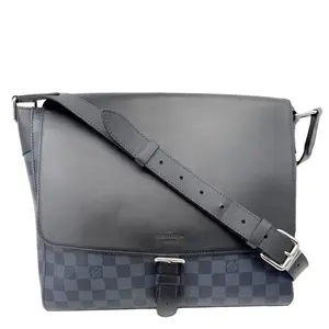 Pre-owned Damier Cobalt with Leather Trim Messenger Bags Louis Vuitton Newport Damier Cobalt Canvas Messenger Bag Blue