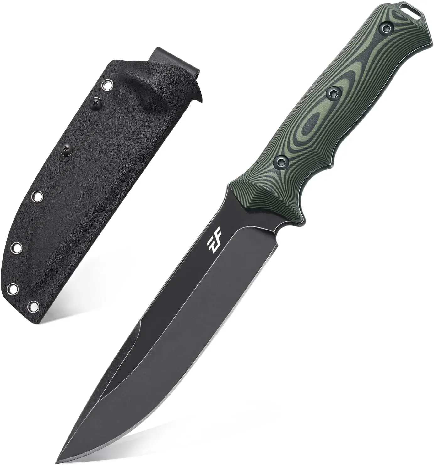 Eafengrow EF128 Fixed Blade Knife, DC53 High Carbon Steel Blade, G10 Fiberglass Handle with Kydex Sheath, Full Tang Portable Utility Cutting Tool for Daily Use Camping Hiking Fishing Gardening