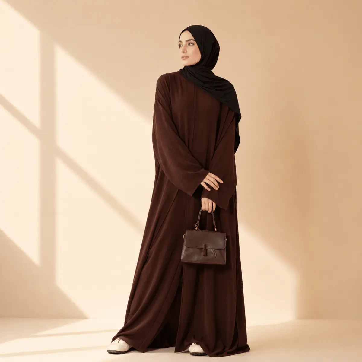 Crepe Multi-Slit Abaya Set | Wide-Leg Pants with Pockets (MA436)