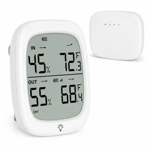 Indoor Outdoor Thermometer Hygrometer with Remote Sensor, 330ft Range Digital Temperature Humidity , Large Display, High Accuracy for  Greenhouse  Room Patio