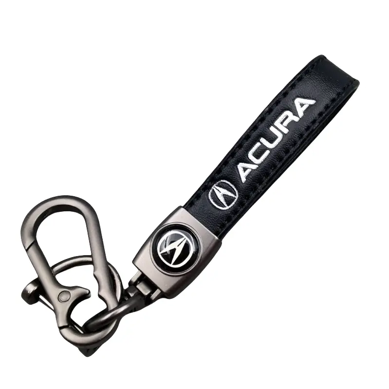 Genuine Leather Car Keychain for ACURA，360° Swivel Key Holder with Detachable Clip and D-Ring, Keyring Lanyard Accessory, Gift for Men and Women