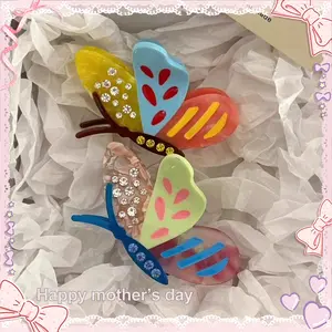 2 pcs New Butterfly Hair Clip Premium Acetate Updo Accessory |   Korean-Style Fashion Hair Clip for Women
