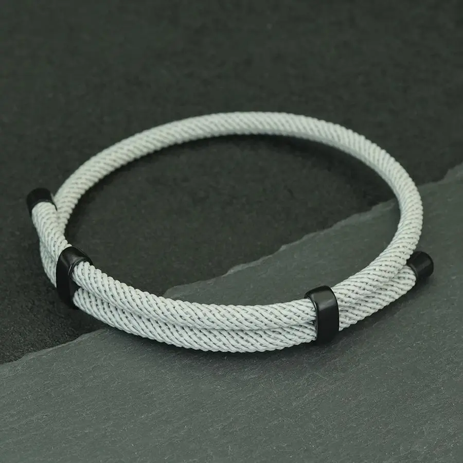 FASHION4U - Sliding Rope Bracelet for Men Adjustable Cord Minimalist Homme Cuff Braclet Nylon Threaded Braslet Yacht Rope Joias