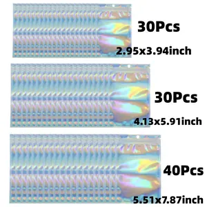 100Pcs Holographic Mylar Bags, Smell Proof & Resealable Bag for Small Business, Foil Freshie Bags for Treat,Jewelry, Candy, Keychain, Package, Christmas Gift Bags, Goodie Baggies (3 sizes) - Home Improvement.