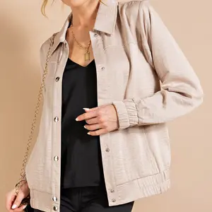 Peach Skin Snap Front Jacket
