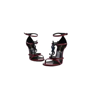 Pre-owned Saint Laurent Red Heeled Patent Leather Sandals 35