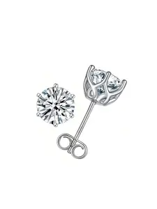 A pair of 0.5 carat / 1 carat / 2 carat / 3 carat moissanite beaded six-prong earrings for both men and women. Made of S925 silver, suitable for daily wear, for dates, parties, as gifts for banquets, birthdays, Valentine's Day, Christmas