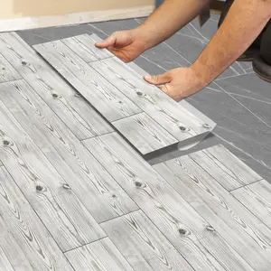 Light Color Real Wood Grain High Grade PVC Self-Adhesive Floor Tiles, Waterproof Durable Removable Stickers, Easy to Apply and Remove, DIY Flooring