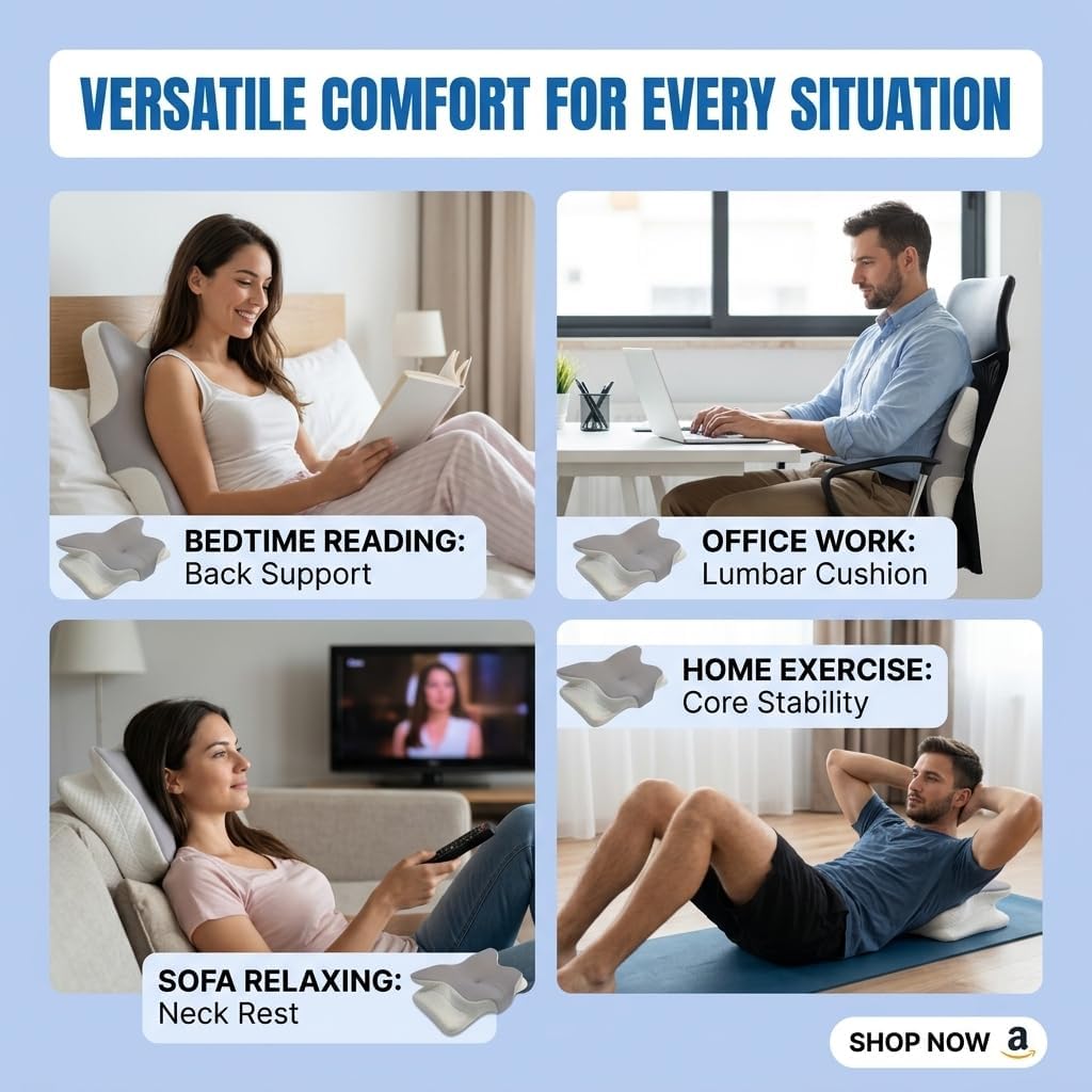 WKEFF Memory Foam Nap Pillow, Height-adjustable Body Pillow, Leg Support Pillow, Ergonomic Prone Pillow, Bedside Pillow, Couple Wedge Pillow for Phone Use, Multi-functional Pillow with Removable and Washable Cover for Home and Office Use