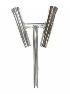 2-Way Fishing Rod Holder - 10" Flared Tulip - Kite Rod Holder - Polished Aluminum
