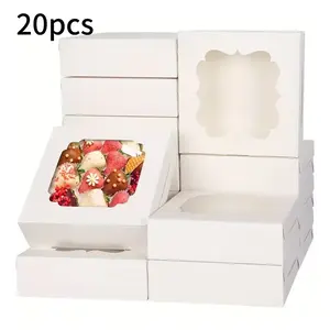 Mini Foldable Paper Boxes Set of 20, Durable Food Packaging for Cookies Donuts Macarons, Anti-Drop with Observation Window