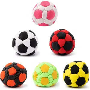 Soccer Hackys Footbag Sacks Soft Plush Footbags for Adults - Durable Fleece Juggling Balls - Vibrant Sports Design for Indoor & Outdoor Play, Party Favors, and Coordination Training 6 Pack