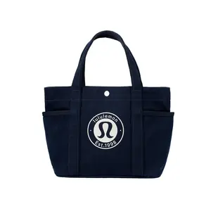 Lululemon Daily Multi 6.5L Cotton Snap Closure Tote Bag Mini Unisex Navy Blue
