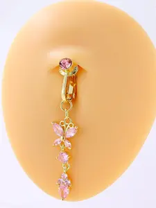 Women's Belly Ring Jewelry, Body Jewelry, Butterfly Design Party Style, Stainless Steel Material, Fake Piercing Accessory for All Seasons