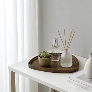 Walnut Wood High-End Storage Tray, Makeup & Jewelry Display Decorative Tray, Luxury Vanity Organizer, Elegant Home Decoration