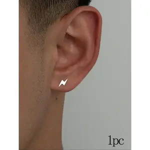 Minimalist Lightning Design Stud Earrings, Stainless Steel Trendy Matching Stud Earrings, Fashion Jewelry Accessories for Men
