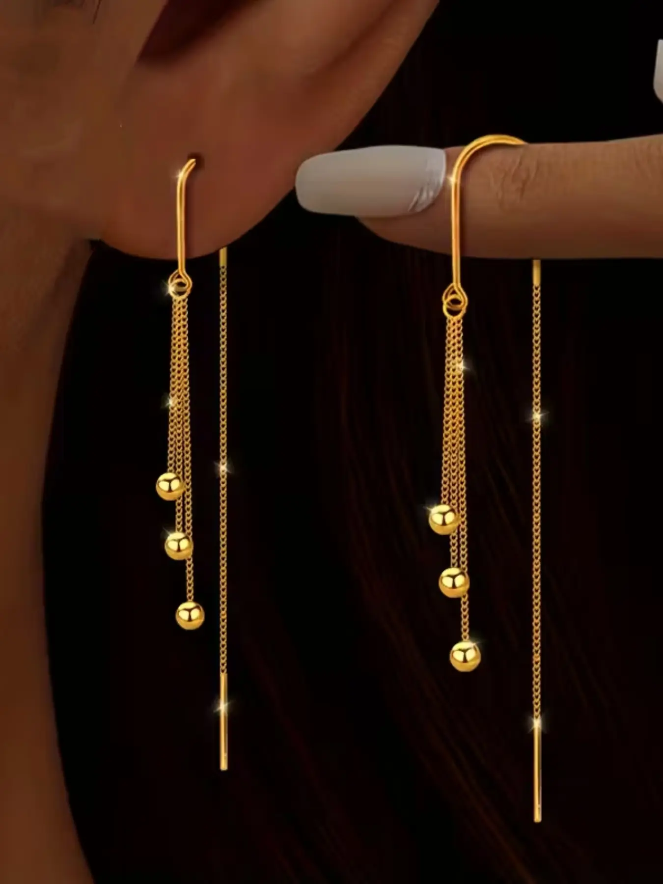 A Pair of Tassel Earrings for Women & Girls, Stylish Stainless Steel Tassel Design Plain Dangle Earrings, Dangling Earrings, Trendy Jewelry, Perfect for Music Festivals And Parties, Suitable for Gifting