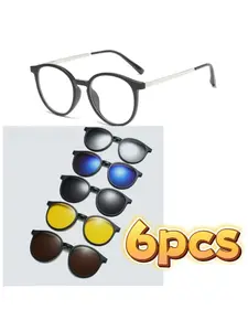 6pcs Interchangeable Lens Set, Fashion Decorative Eyewear, Daily Wear Glasses, Stylish Replacement Lenses for Optimal Vision Comfort