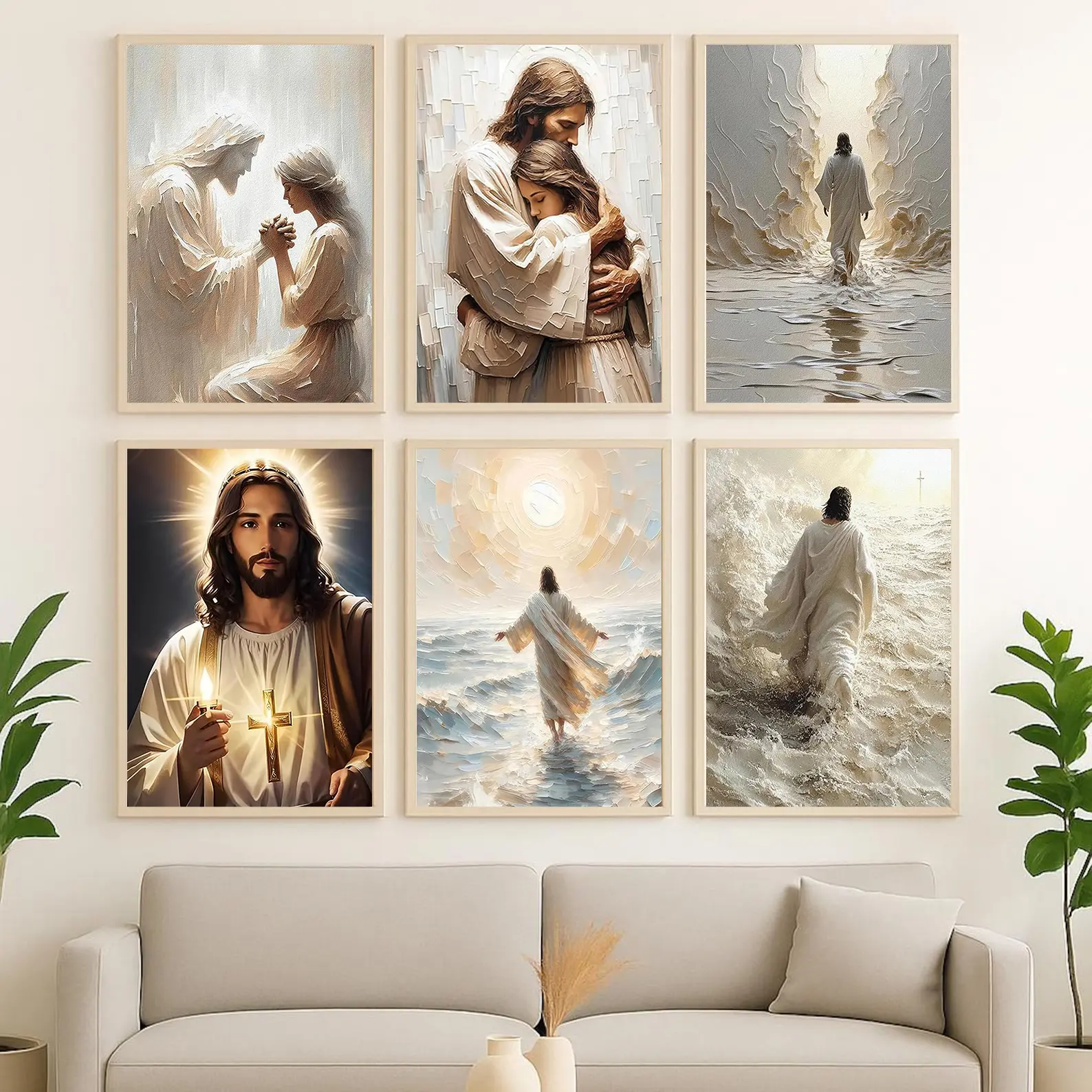 Christian Jesus and Woman Design Print Poster, Religious Wall Art Decor for Prayer Rooms, Bedroom, Home Decor