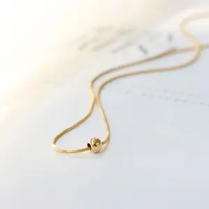 Kpop Gold Color Stainless Steel Ball Necklace For Women Simple Snake Bone Chain Clavicle Chain Jewelry Accessories