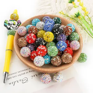 16mm Acrylic Beads 20pcs Beads Set Rhinestone Bead Multicolor Beadable Pen Ball Beads for Pen Bag Jewelry Making Necklace Bracelets Diy Mix Beads