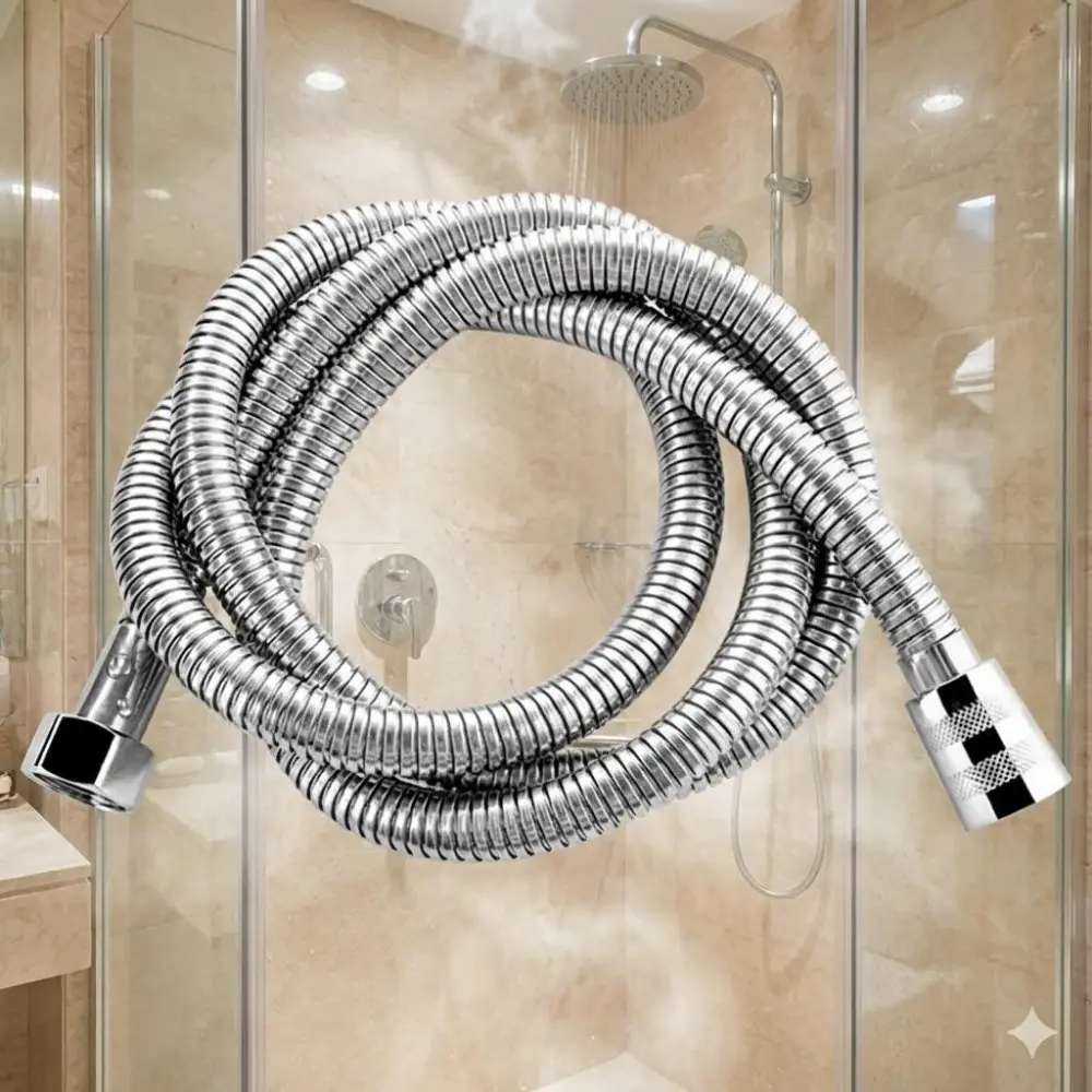 Premium Stainless Steel Shower Hose: Flexible Durable Silicone Bathroom Sprayer Tube with Anti-Leak Design, Universal Fit for Multiple Faucets, Anti-Corrosion and Tangle-Free for Smooth Bending.