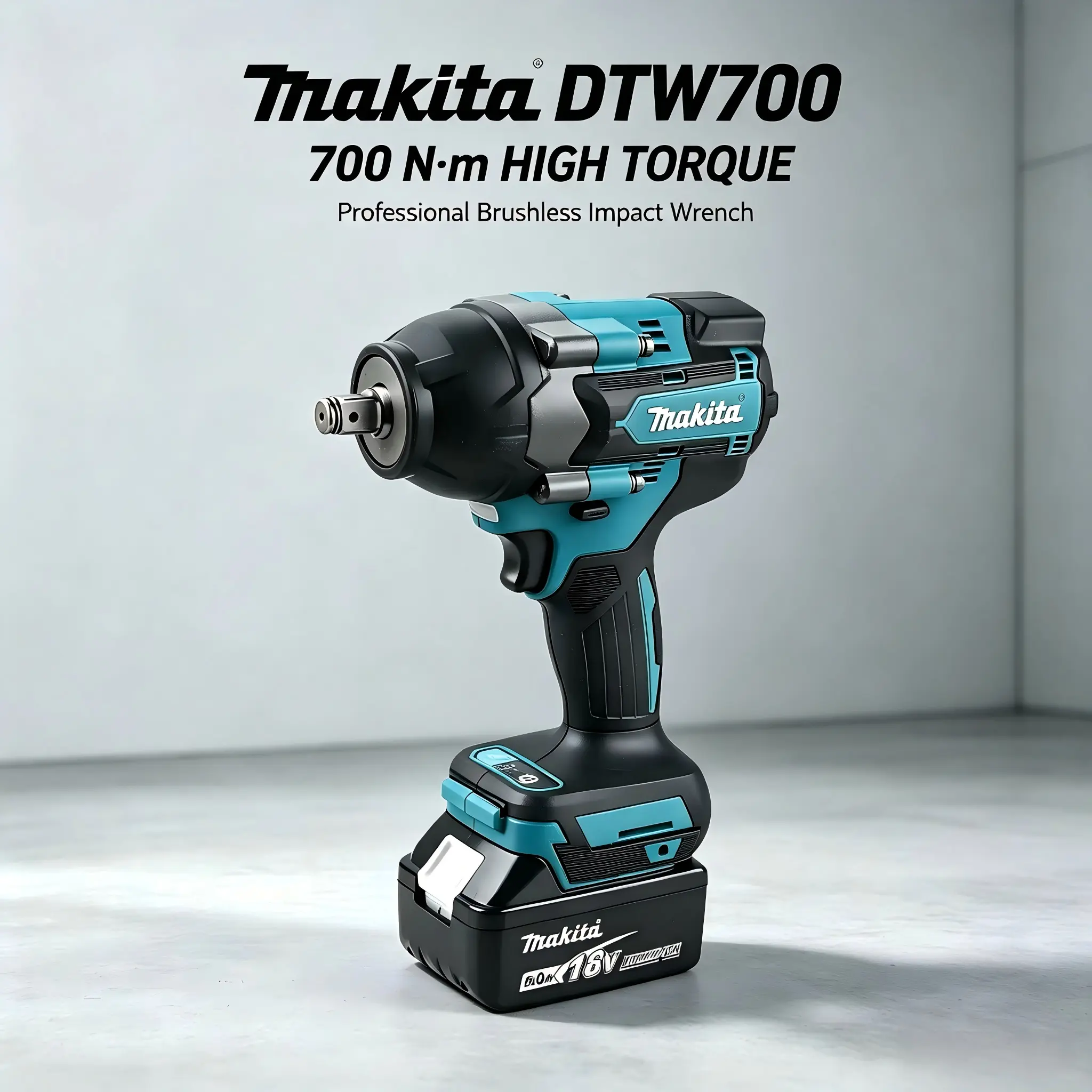 Makita DTW700 18V LXT Lithium-Ion Brushless Cordless High-Torque Impact Wrench, 1/2-Inch Square Drive, 700-Nm Max Torque, 0-2200 RPM, 0-2700 IPM, Compact Impact Wrench Tool Kits for Roadside Tire Replacement, Auto Maintenance, Cordless Brushless Tools, A,