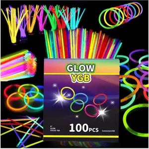 100PCS Glow Sticks Bulk Party Pack, Halloween Glow Sticks For Kids Camping, Glow In The Dark Sticks,8” Glow Party Supplies Bracelets with Connectors