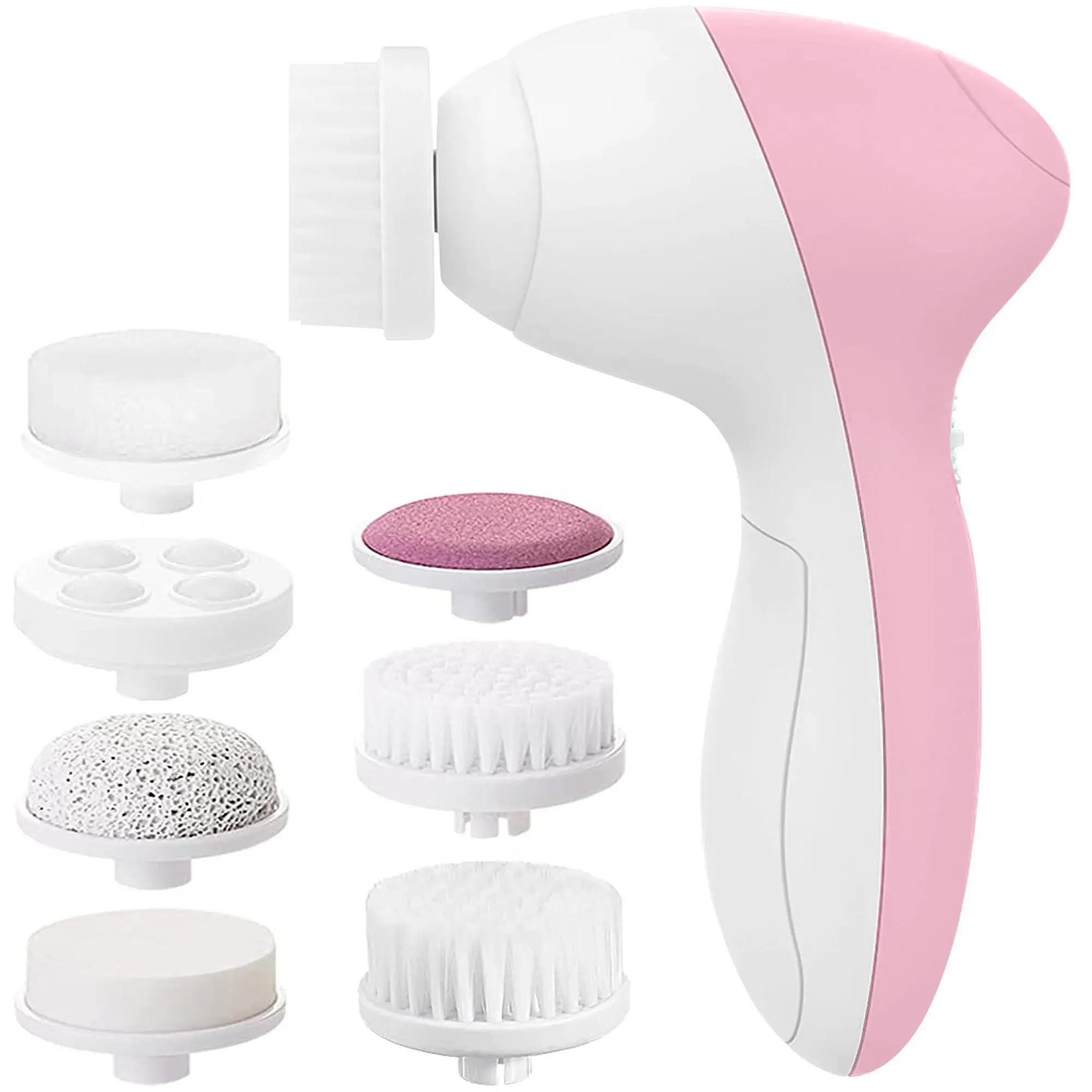 7 in 1 Electric Facial Cleansing Brush, 1 Set Silicone Scrub Spin Sonic Facial Cleansing Brush with 7 Multifunctional Replacement Brush Heads
