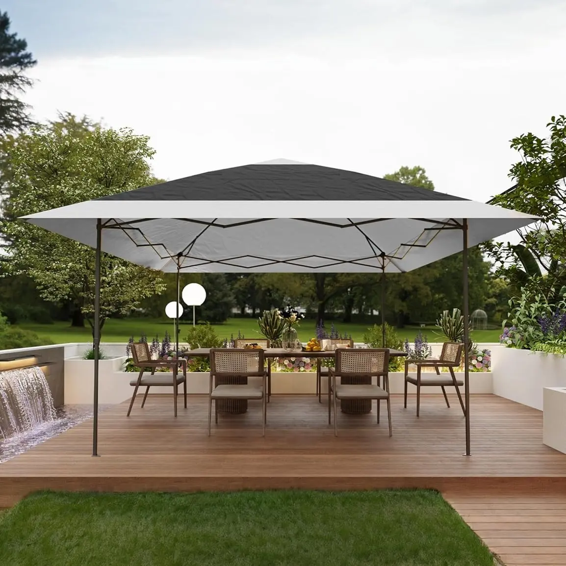 12x12 Pop Up Gazebo Outdoor Canopy Shelter with 4 Stanbags, 8 Stakes Instant Gazebo Tent for Lawn, Garden, Backyard Deck