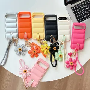 Soft Touch Lanyard Down-Style Phone Case for Google Pixel 9/8/7/6/5/4/3 A XL PRO – Floral Lanyard Protective Case  #YRSJKBlack
