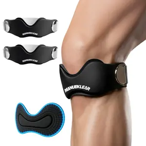 MANUEKLEAR V-Shaped Patella Bands, Adjustable Flex Wrap Patellar Tendon Support Strap for Men Women, Silicone Patella Knee Straps Suitable for Pain Relief Running Hiking Basketball