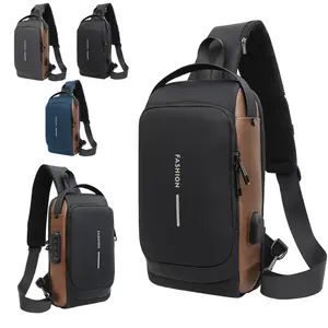 Men's Anti Theft Chest Bag with USB Charging Port Stylish Motorcycle Bike Travel Crossbody Bag Durable Oxford Fabric Adjustable Shoulder Strap Dual Compartments A must-have companion for going out