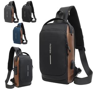 Men's Anti Theft Chest Bag with USB Charging Port Stylish Motorcycle Bike Travel Crossbody Bag Durable Oxford Fabric Adjustable Shoulder Strap Dual Compartments A must-have companion for going out
